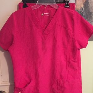 Pink and yellow scrubs